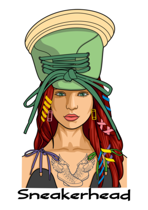 Sneakerhead with sneaker headdress | Diseño de Camiseta por kaiser77