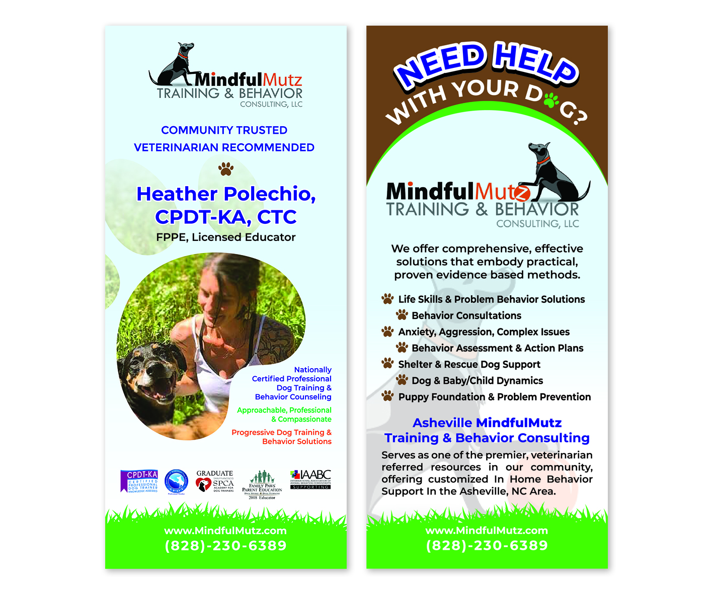Diseño de Tarjeta por Emmi para MindfulMutz Training & Behavior Consulting llc | Diseño #26880674
