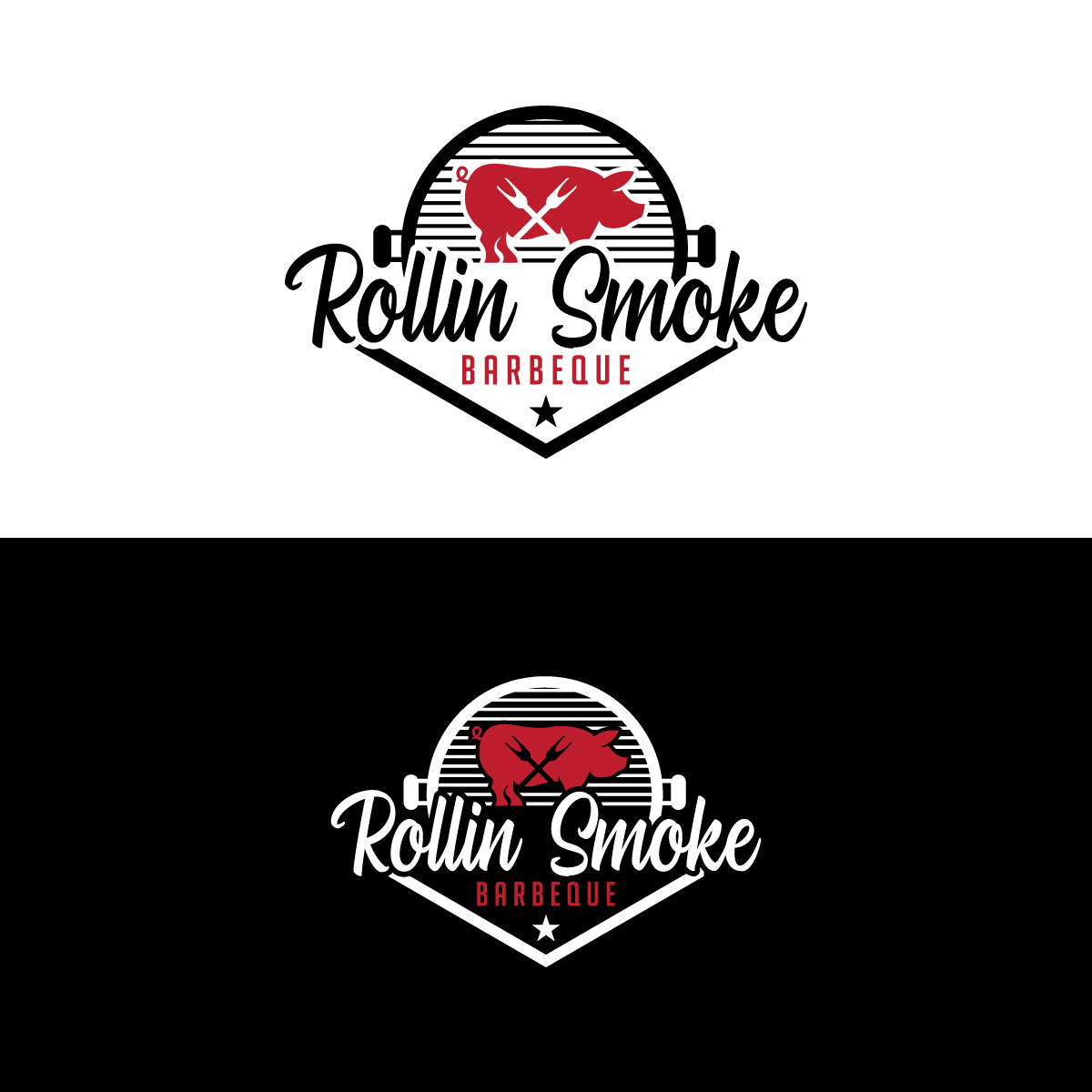 Logo Design by Graphic Bricks for Rollin Smoke Barbecue | Design #26877375