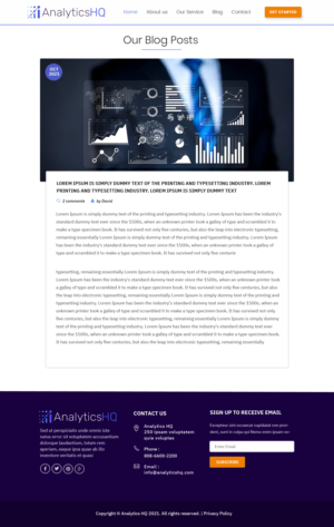 Internal Web Pages for Analytics HQ | Web Design by Blue Sparrow