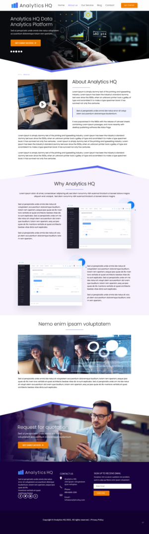Internal Web Pages for Analytics HQ | Web Design by Sbss