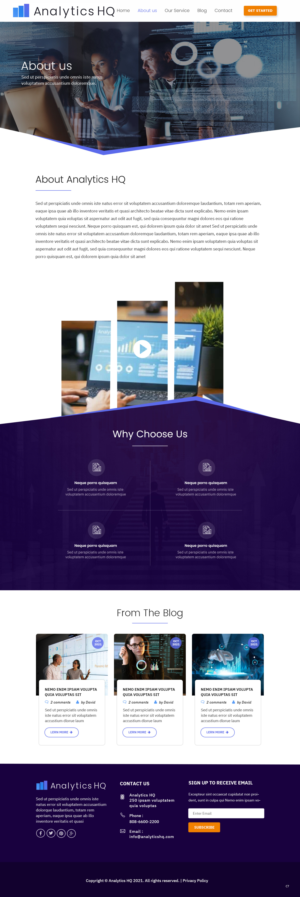 Internal Web Pages for Analytics HQ | Web Design by Shijo John