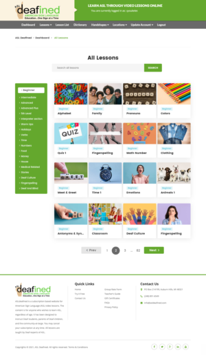 ASL Learning Website Application Pages Redesign | Diseño Web por nzdesigners