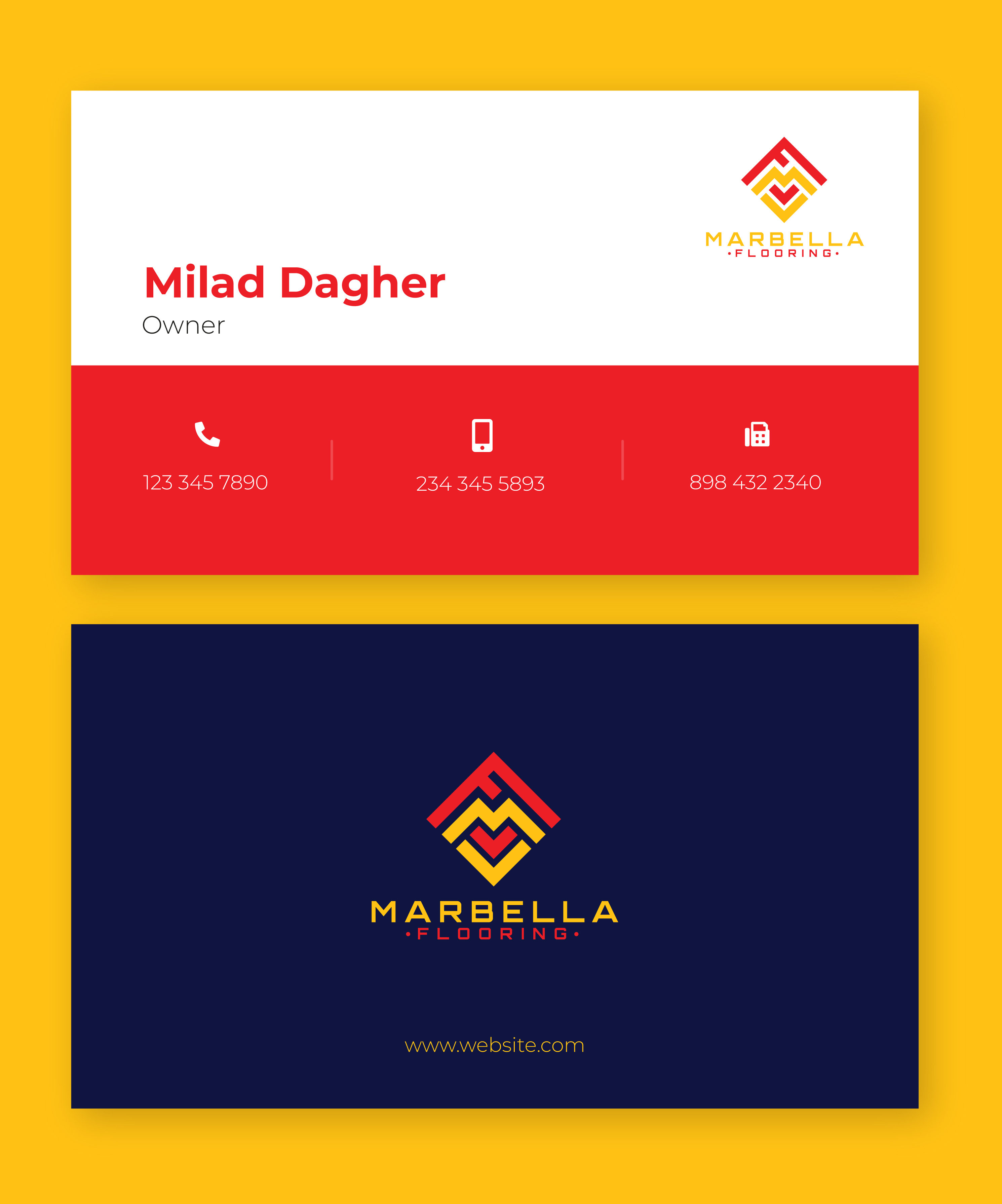 Business Card Design by nathanaelpeter for Marbella Flooring  | Design #26892392