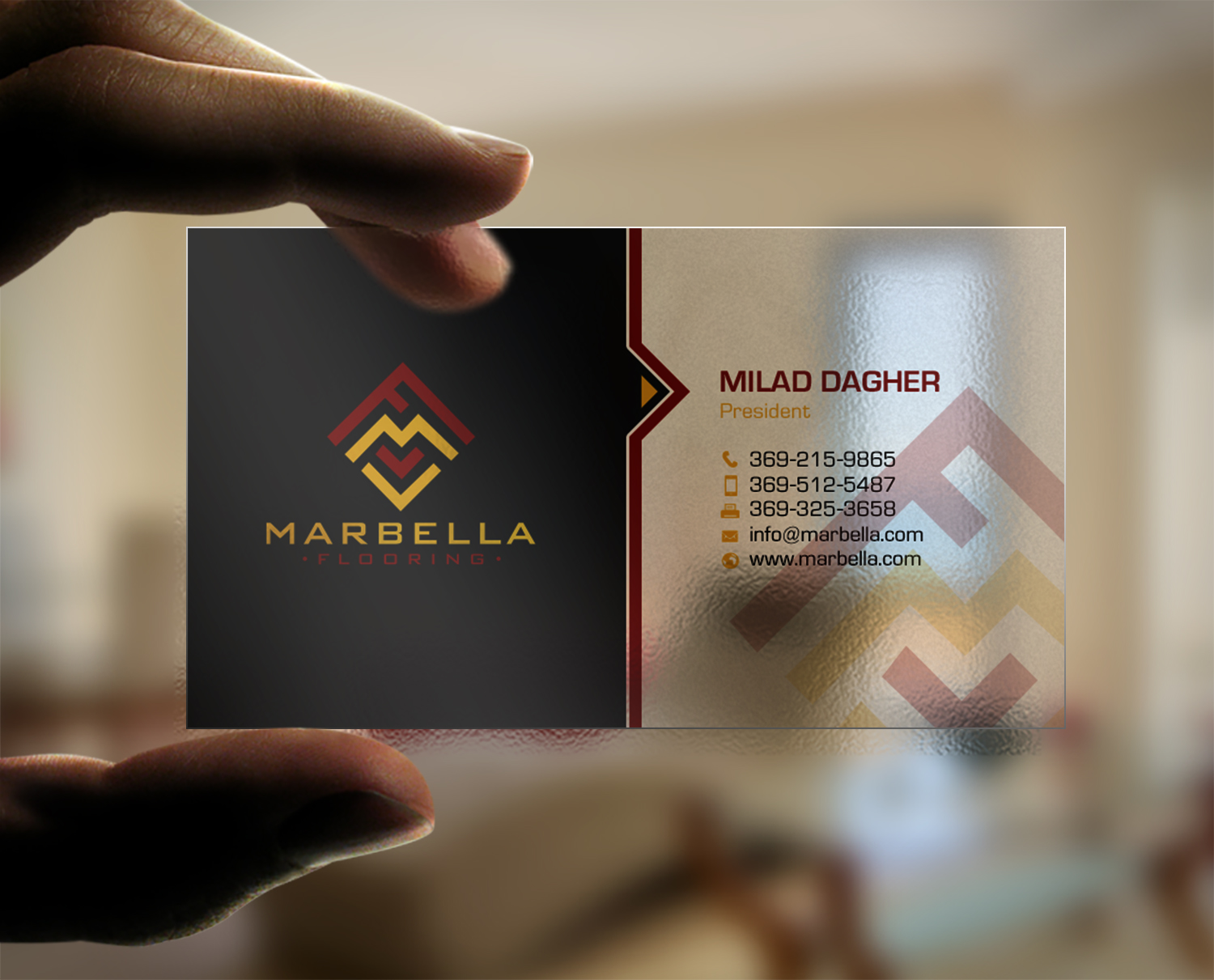 Business Card Design by chandrayaan.creative for Marbella Flooring  | Design #26896631