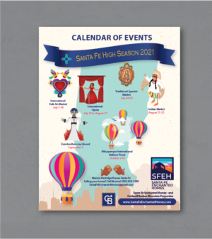 Magnetic Postcard Event Calendar Mailer for Realtor in Santa Fe, NM - Fun, Illustrated Style | Graphic Design by alex989