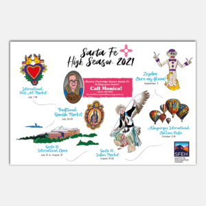 Magnetic Postcard Event Calendar Mailer for Realtor in Santa Fe, NM - Fun, Illustrated Style | Graphic Design by davidsantacruz7