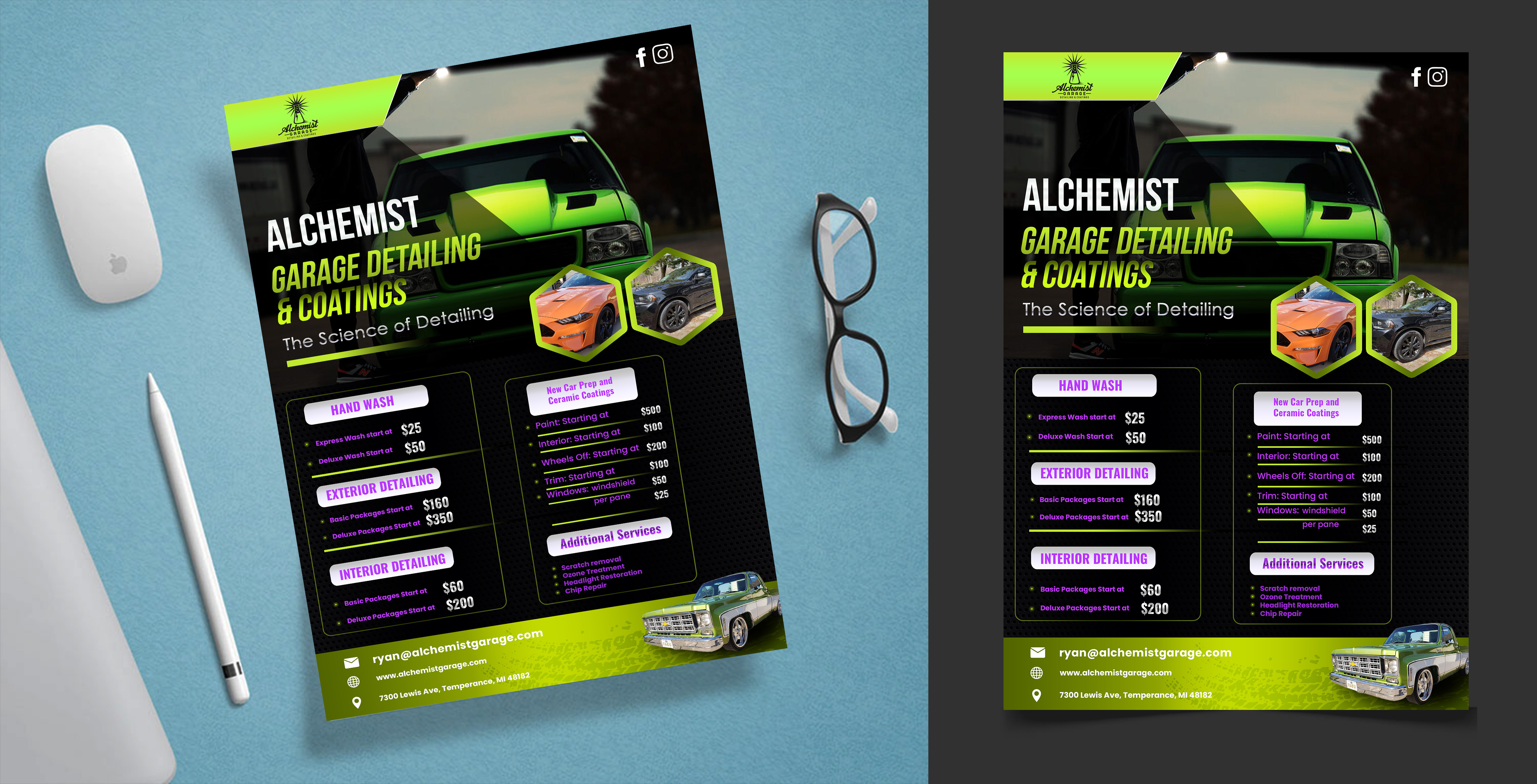 Flyer Design by Sarbari Acharya for alchemist garage detailing | Design #26919699
