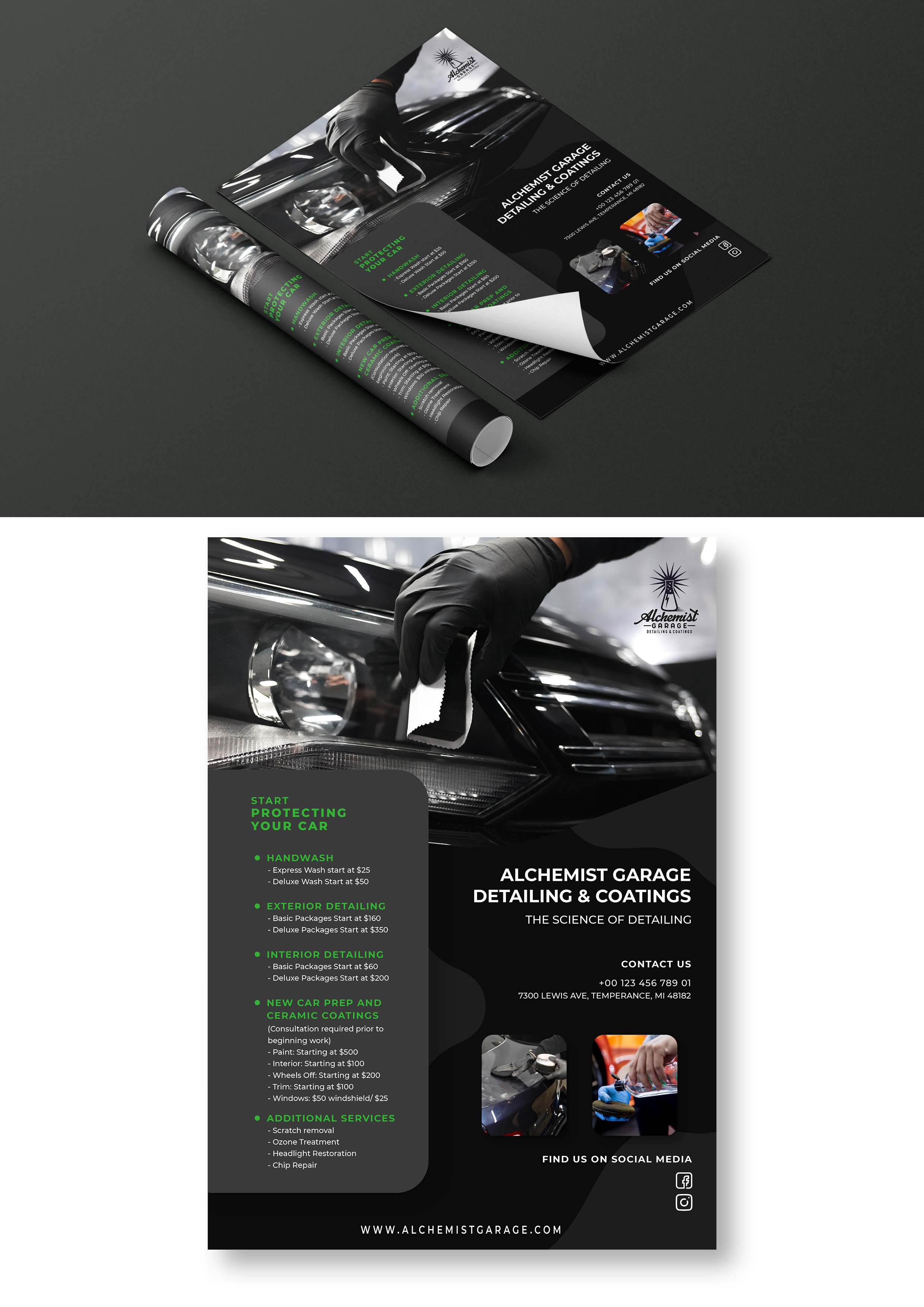 Flyer Design by M.Akbar Dimas.W for alchemist garage detailing | Design #26924378