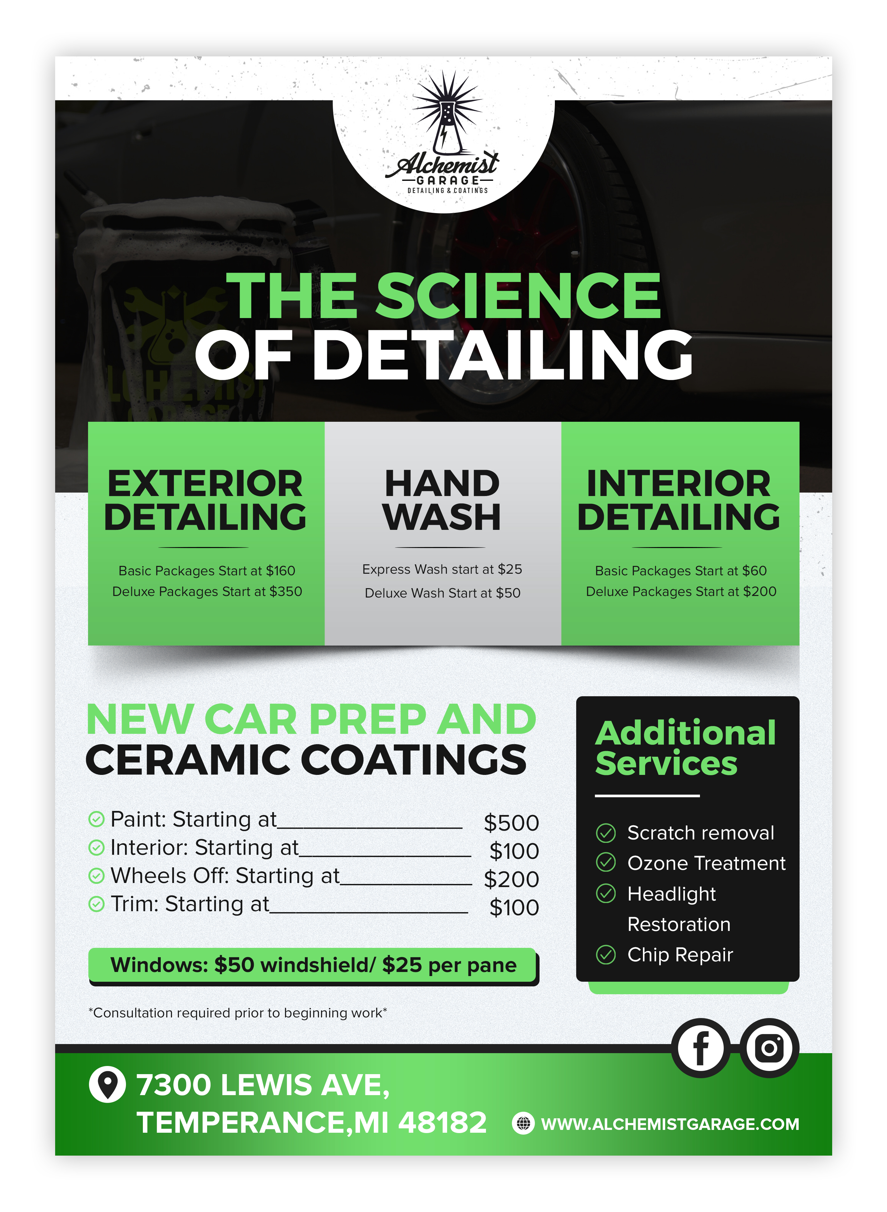 Flyer Design by Eclipse Creative for alchemist garage detailing | Design #26938221