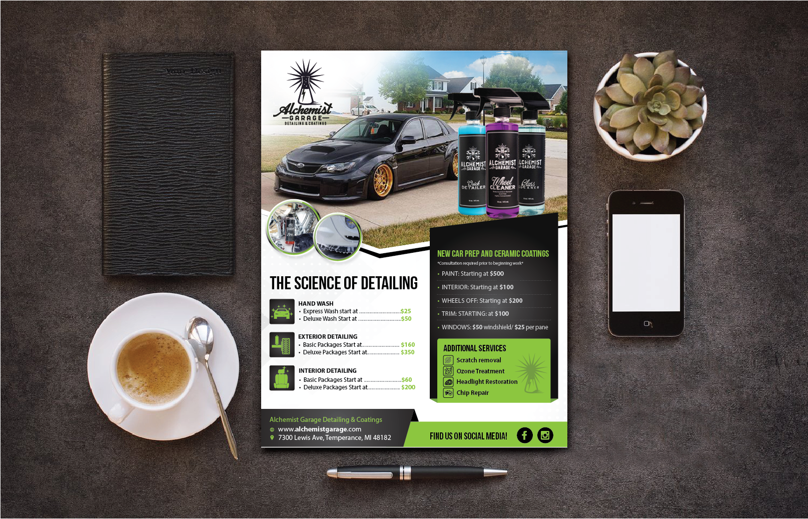 Flyer Design by alex989 for alchemist garage detailing | Design #26918930