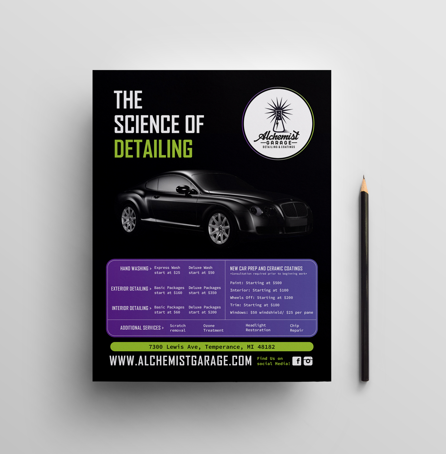 Flyer Design by JK18 for alchemist garage detailing | Design #26923045