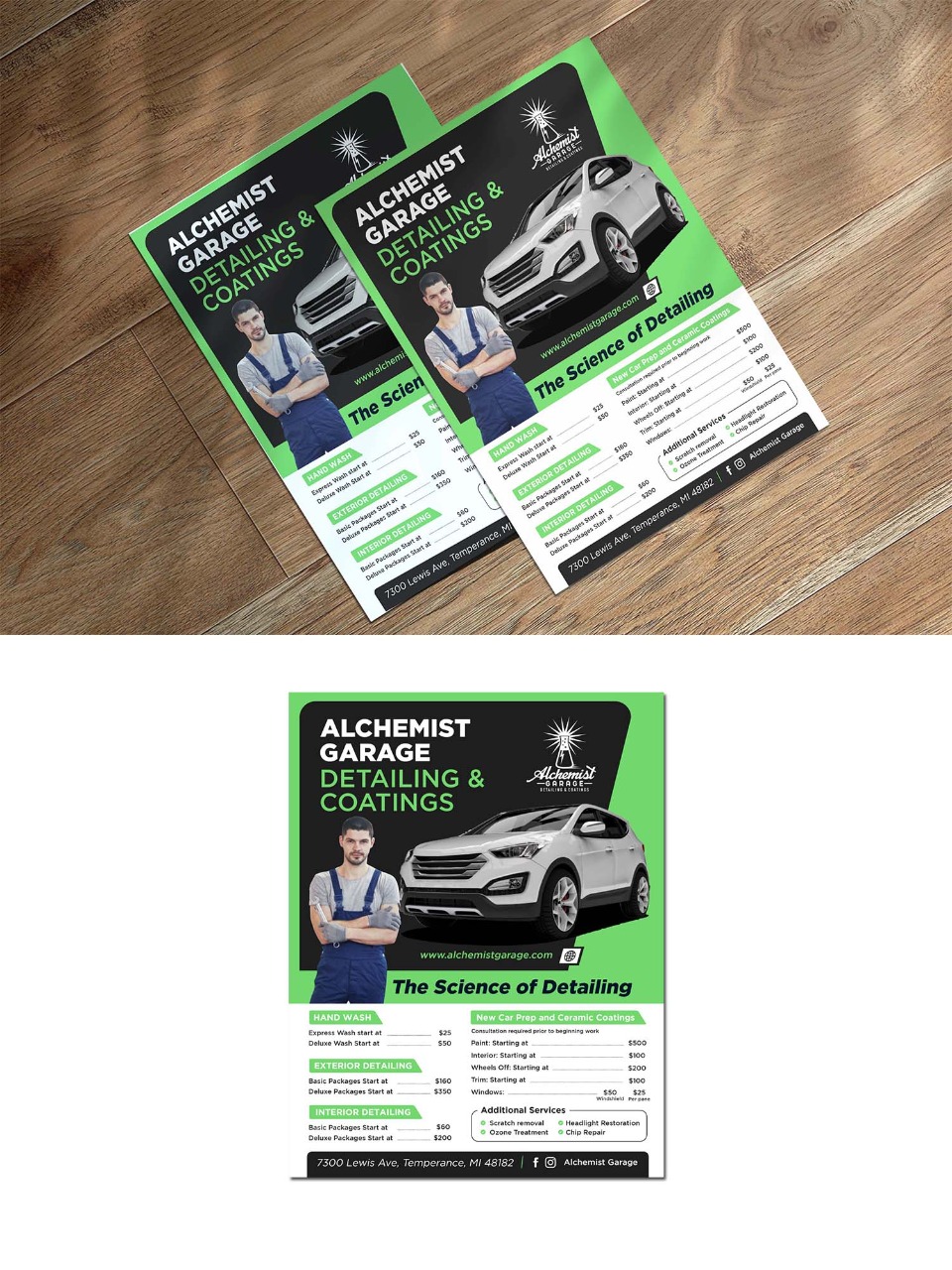 Flyer Design by debdesign for alchemist garage detailing | Design #26924529