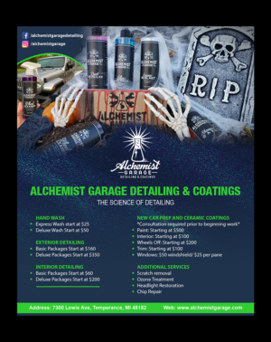 Flyer Design by GraphicTec for alchemist garage detailing | Design: #26933815