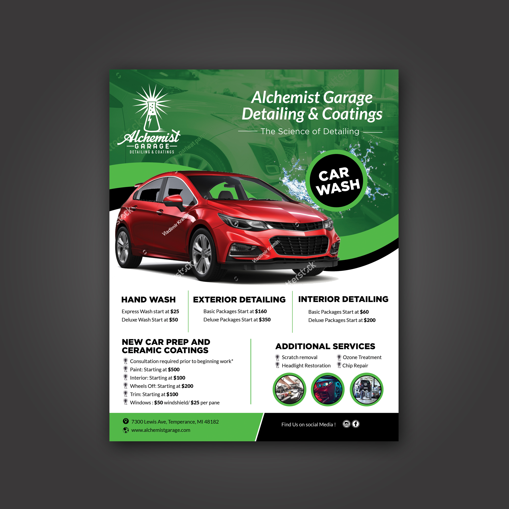 Diseño de Flyer por aspiremedia para alchemist garage detailing | Diseño #26951439