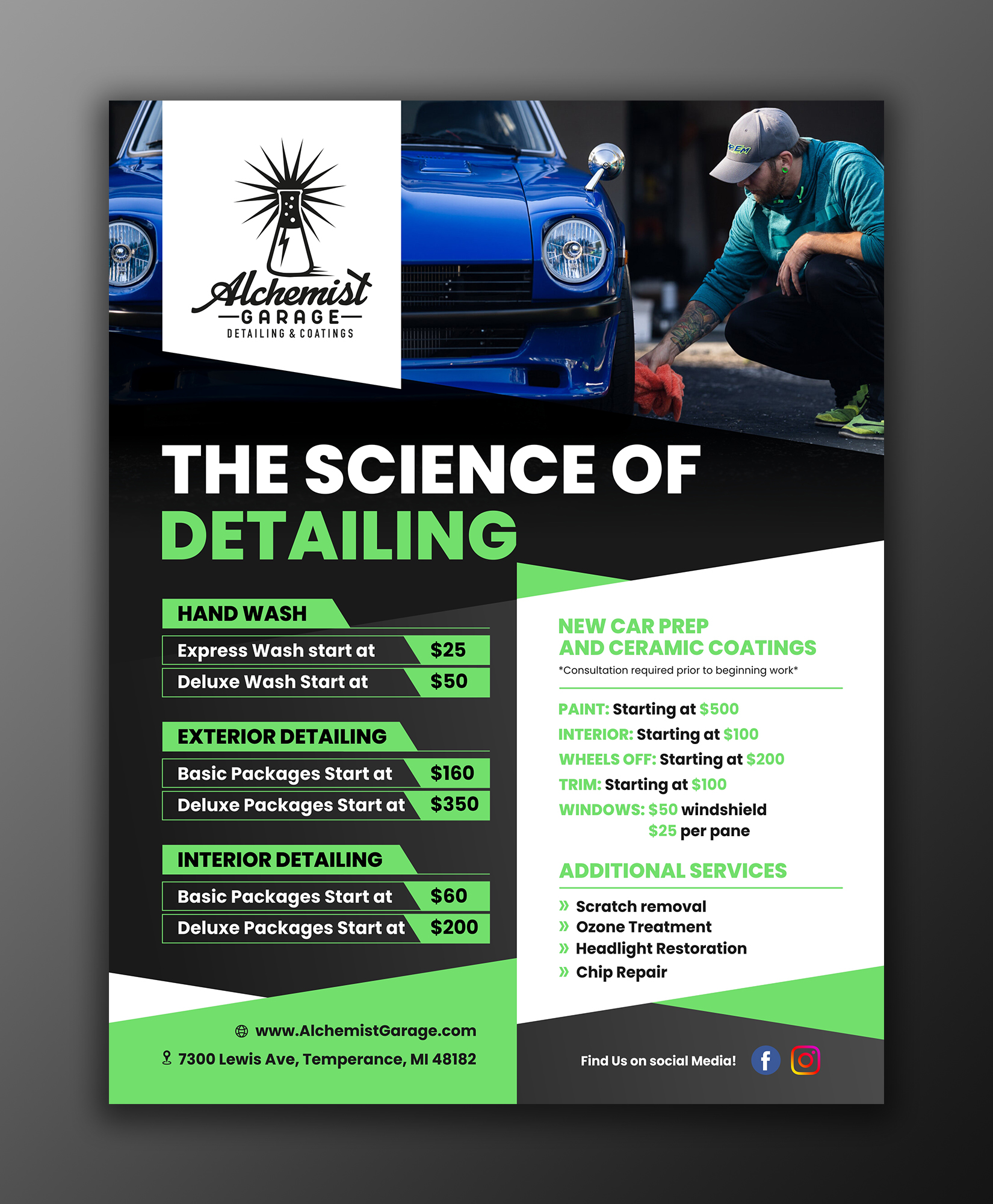 Flyer Design by ecorokerz for alchemist garage detailing | Design #26917457