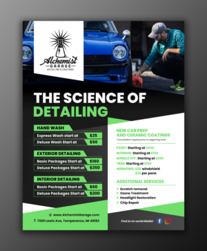 Flyer Design by ecorokerz for alchemist garage detailing | Design: #26917457