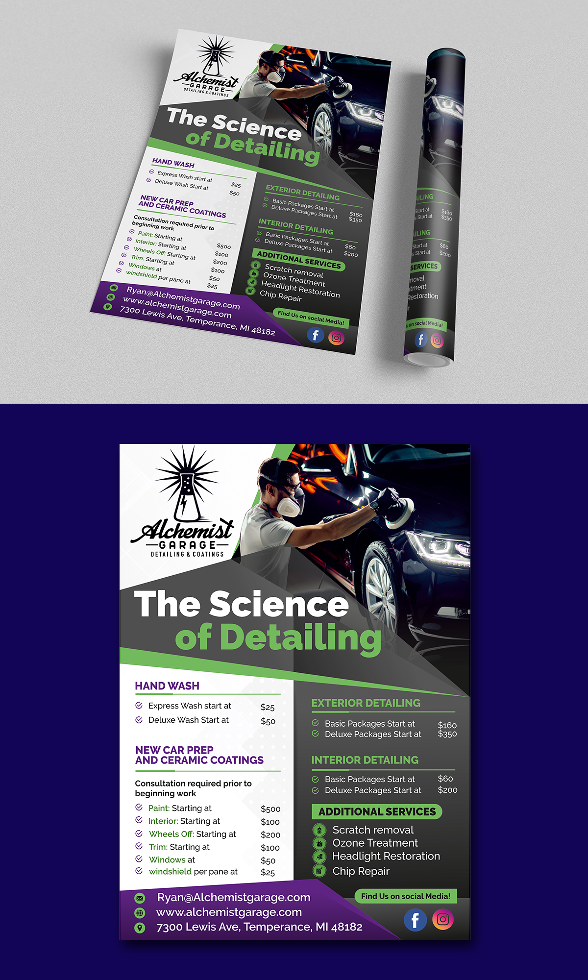 Flyer Design by ecorokerz for alchemist garage detailing | Design #26917932