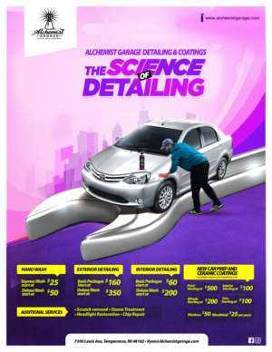 Flyer Design by johnsen designs for alchemist garage detailing | Design: #26942787
