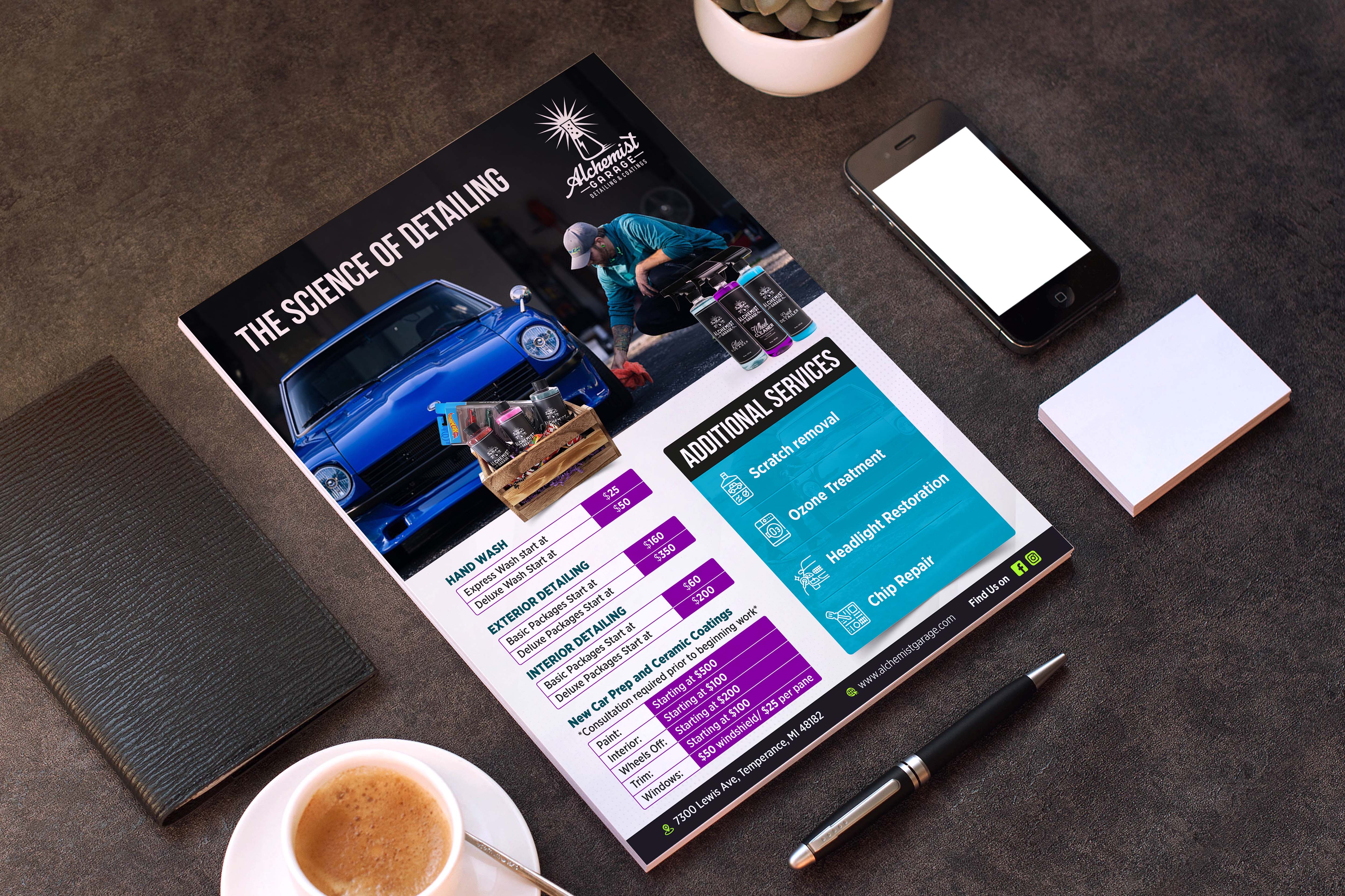 Flyer Design by GraphicsGuru for alchemist garage detailing | Design #26951659