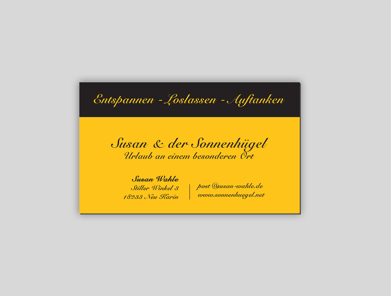 Business Card Design by Creations Box 2015 for Sonnenhuegel Betriebs GmbH | Design #26931395