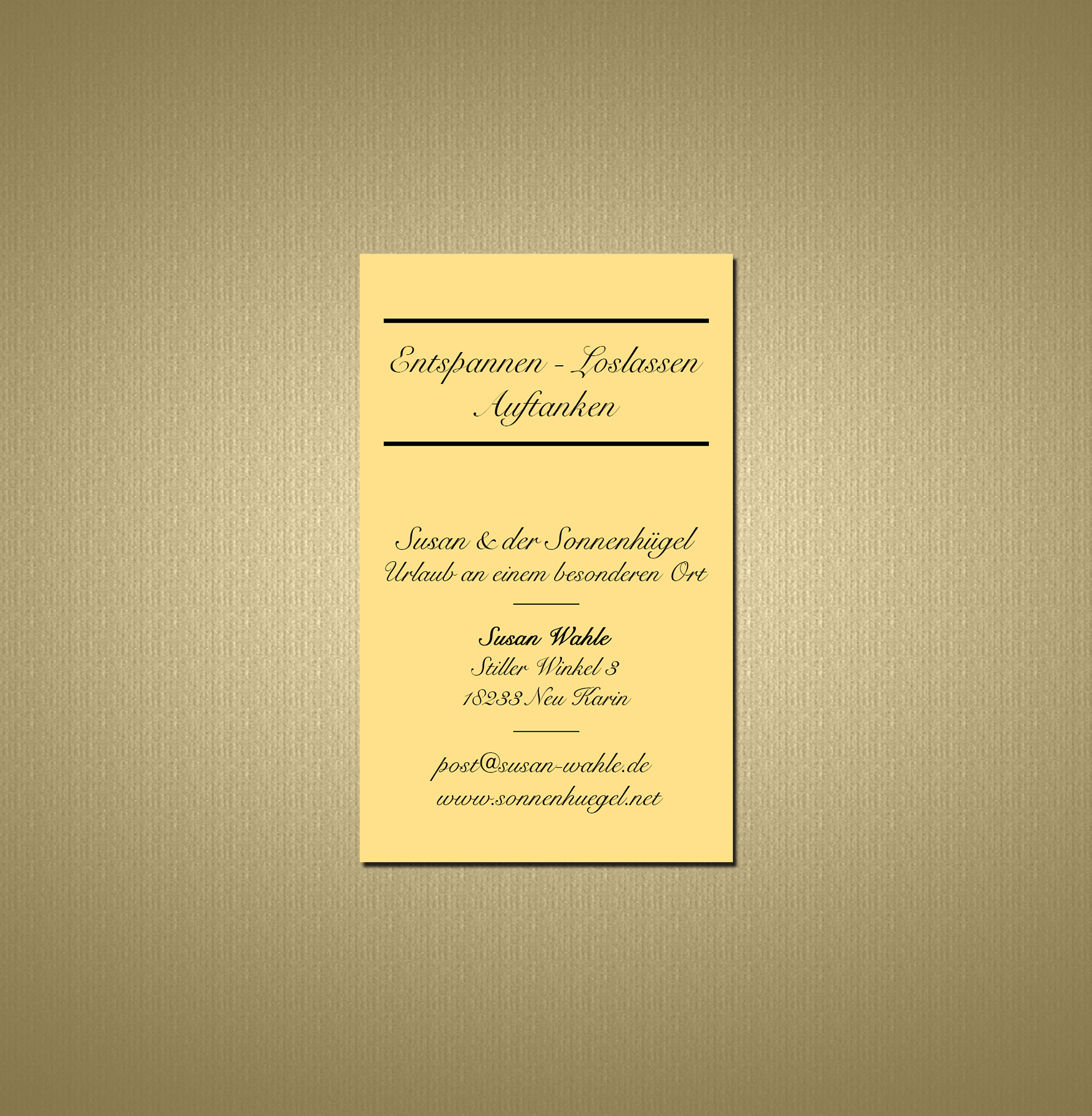 Business Card Design by Creations Box 2015 for Sonnenhuegel Betriebs GmbH | Design #26931397