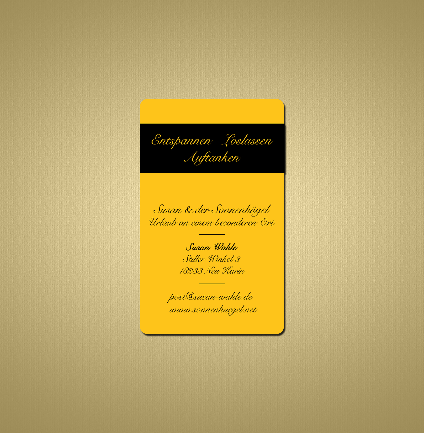 Business Card Design by Creations Box 2015 for Sonnenhuegel Betriebs GmbH | Design #26931398