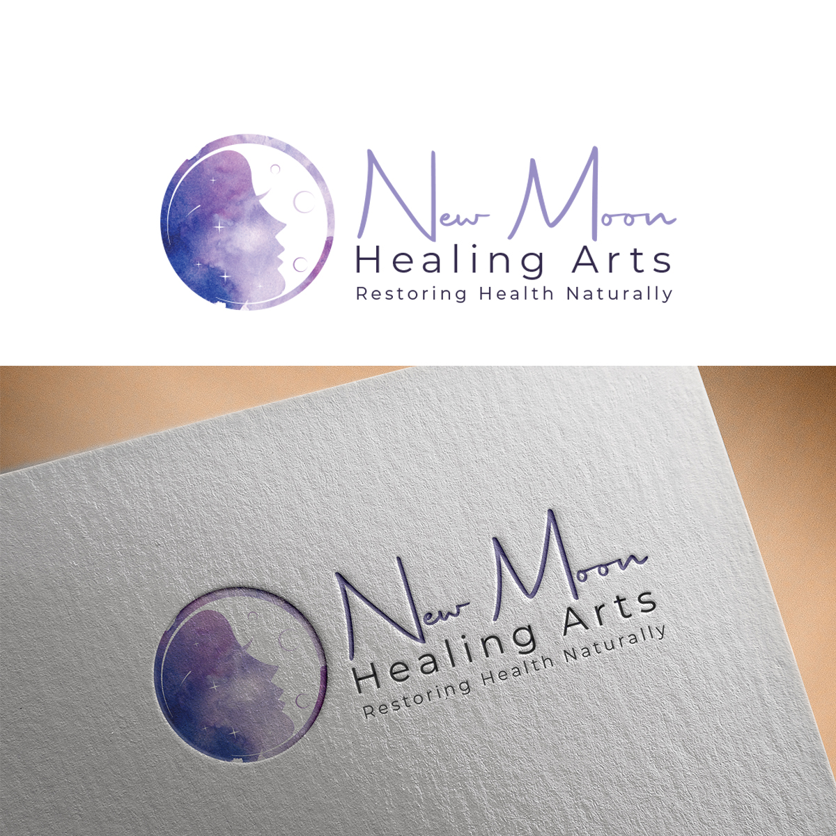 Elegant, Modern Logo Design for New Moon Healing Arts Restoring