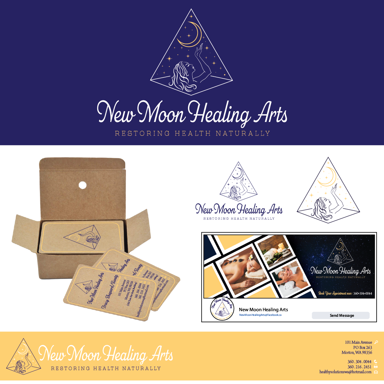 Elegant, Modern Logo Design for New Moon Healing Arts Restoring