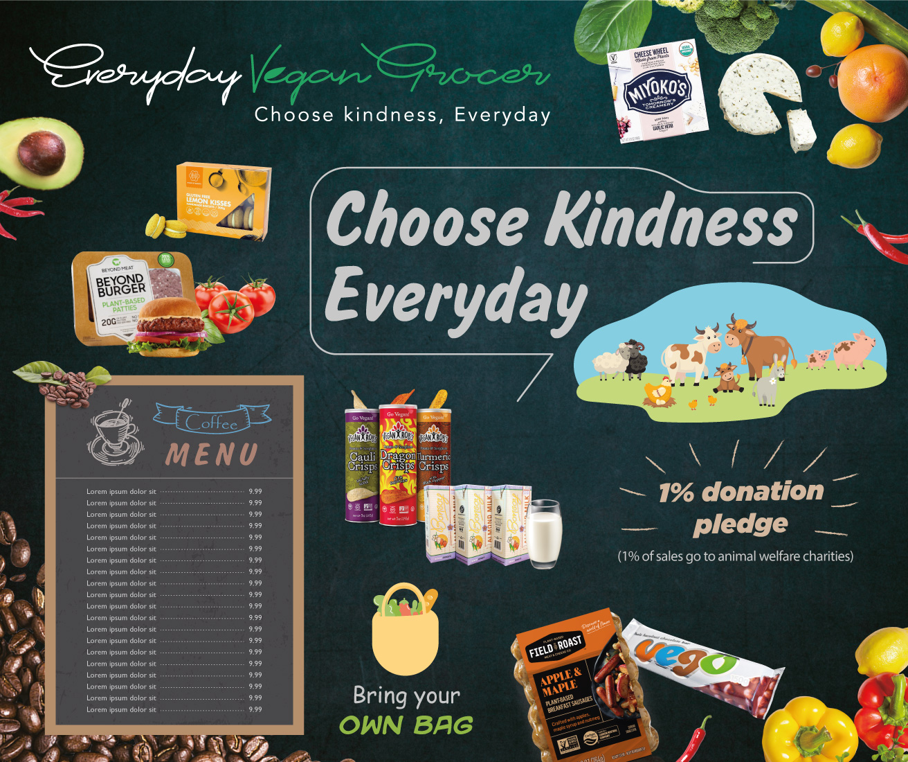 Graphic Design by Dylan H for Everyday Vegan Grocer | Design #26972382