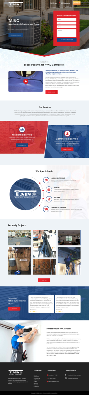 Home and interior page website design for HVAC company - Taino Corp. | Web Design par bdesigner9