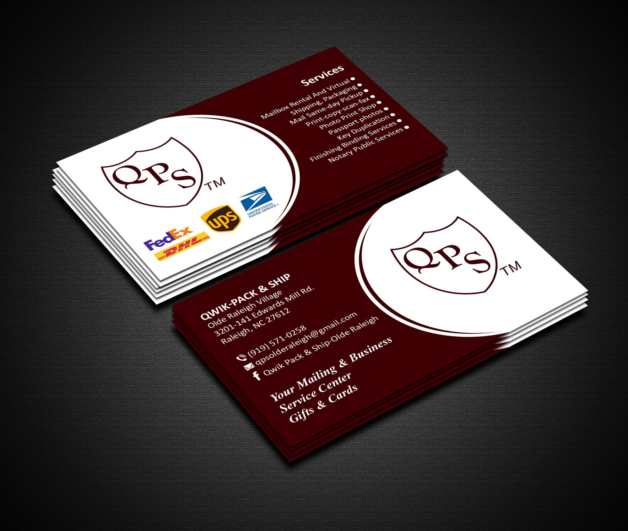 Business Card Design by Creations Box 2015 for Qwik Pack & Ship | Design #26961569