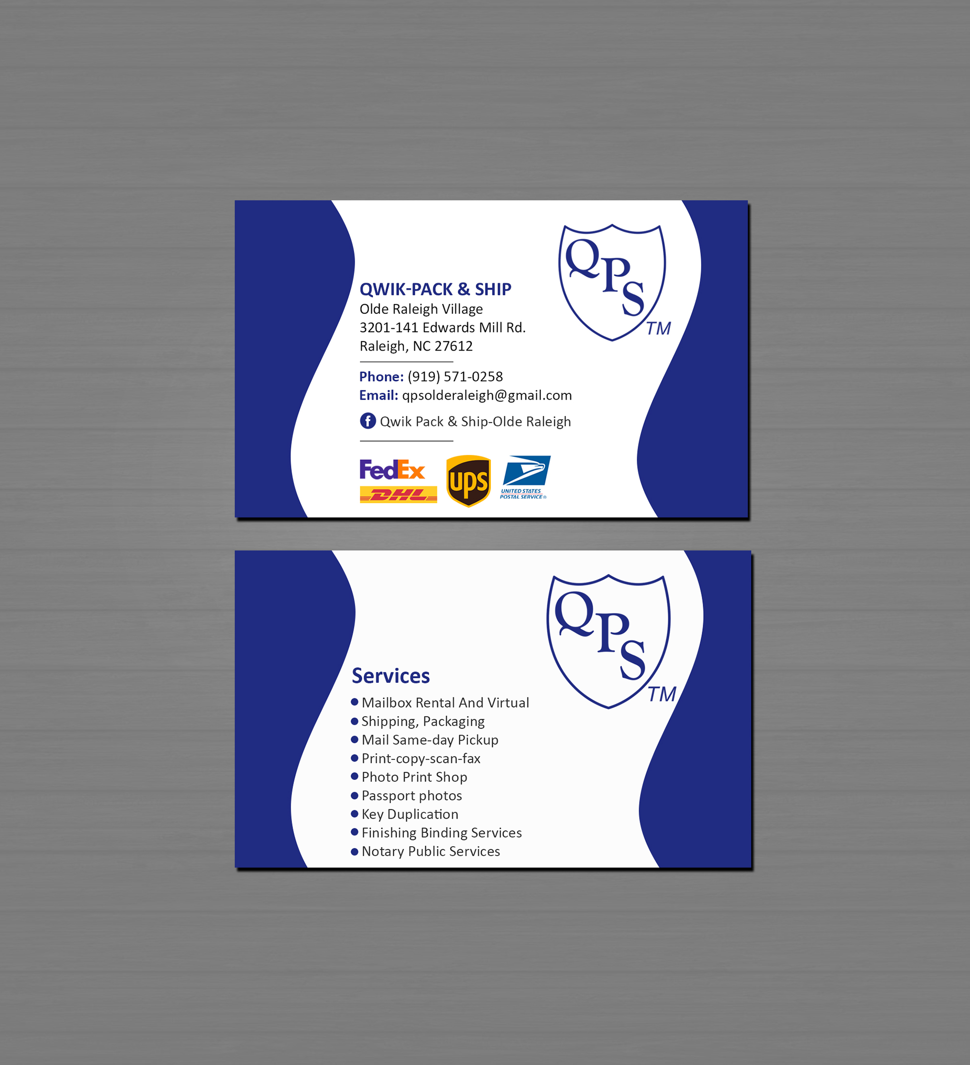 Business Card Design by Creations Box 2015 for Qwik Pack & Ship | Design #26968070