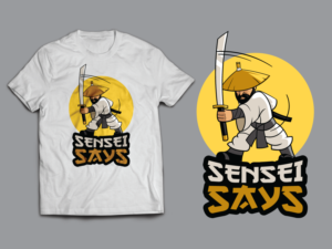 "Sensei Says" Anime. Samurai. Cartoon. combat sports. Bjj | T-Shirt-Design von mithunpopey