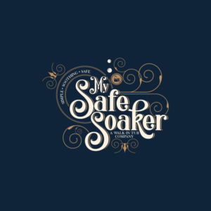 Swap out text on attached vintage logo with this in the same spots….My Safe Soaker.   Under that “A Walk-In Tub Company”. Off to left side “Simple…Soothing….Safe”.    Just swap out text lines from attached sample | Logo Design by Graphic Bricks