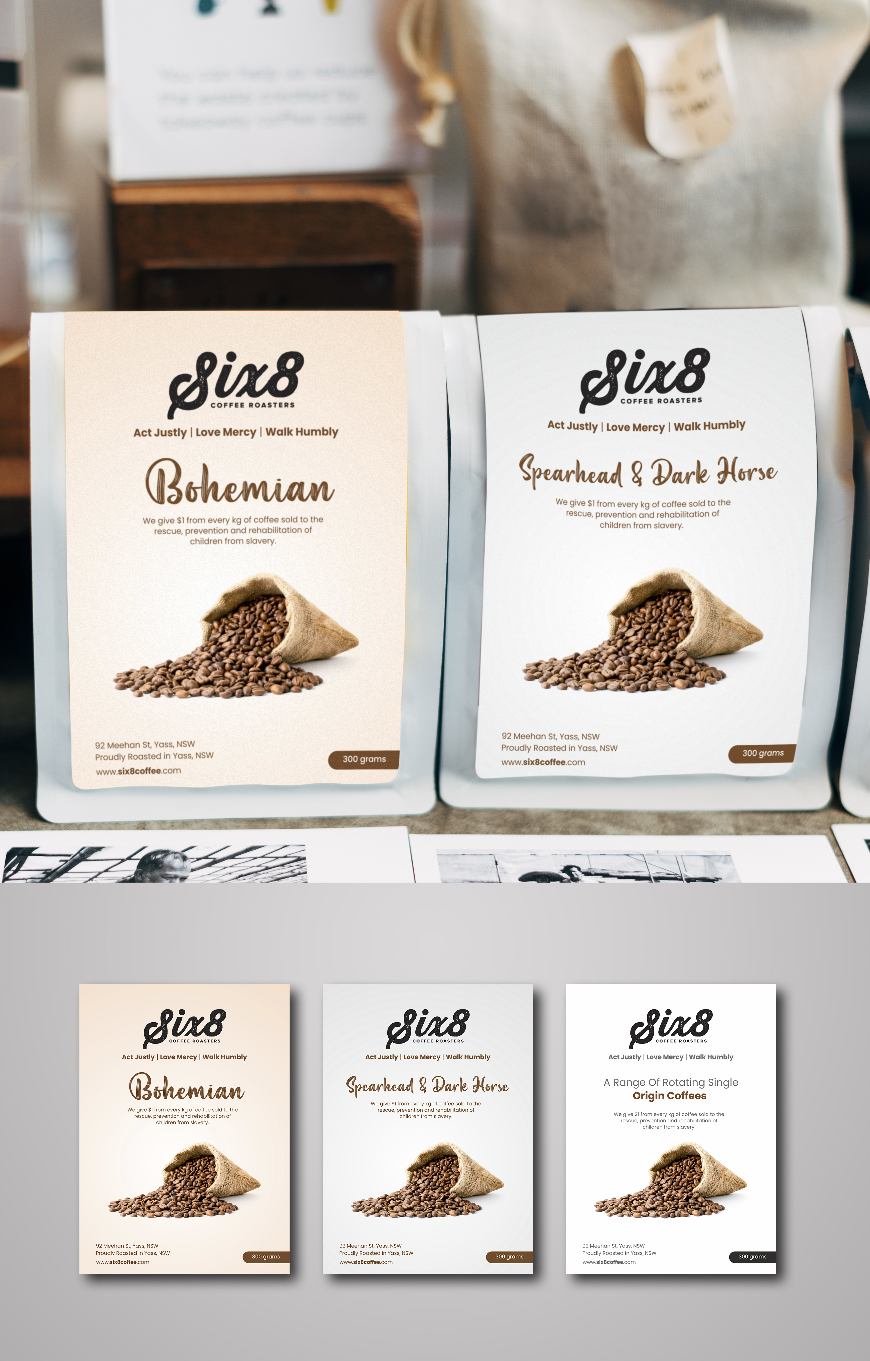 Etikett-Design von Fat Bat Man für Six8 Coffee Roasters  | Design #26985339