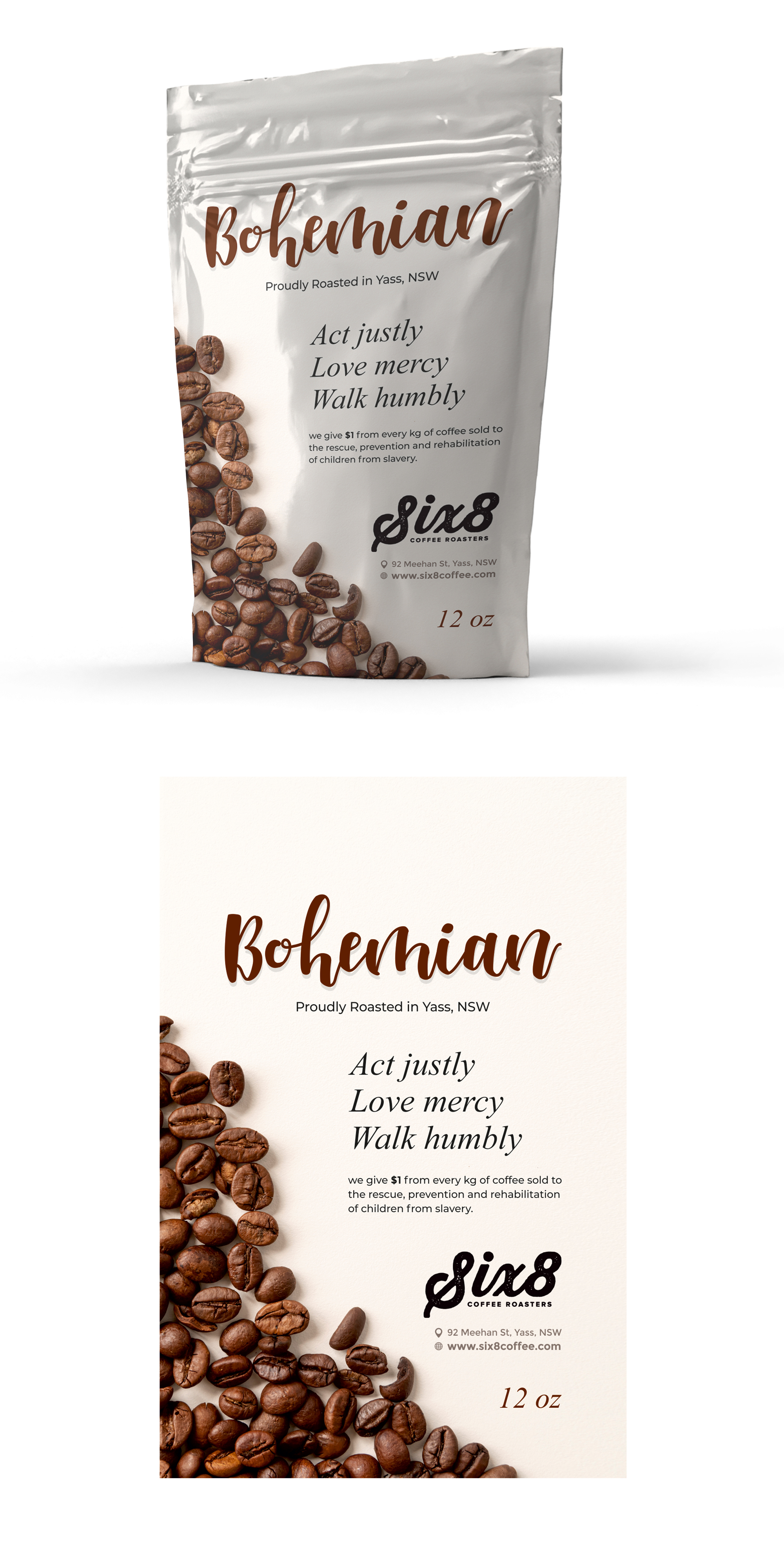 Etikett-Design von ecorokerz für Six8 Coffee Roasters  | Design #26983774