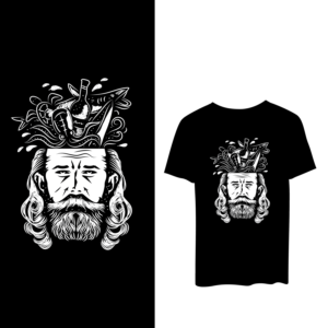 Design of Surfing Related Culture Things coming out of a Head | T-Shirt-Design von dskyvbc