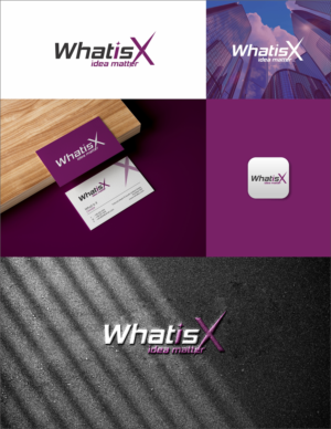 Logo Name (business name): "whatisX"  (as in What is X?). Tagline is: "Ideas Matter" | Logo Design by Dickythx16