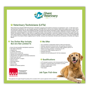Job Posting for Licensed Veterinary Technician | Graphic Design by davidsantacruz7