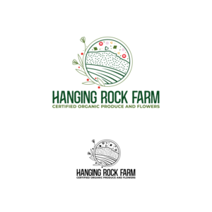 Main text, 'Hanging Rock Farm'  minor text 'Certified Organic Produce and Flowers' | Design de Logo par Graphic Bricks