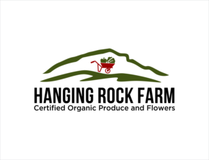 Main text, 'Hanging Rock Farm'  minor text 'Certified Organic Produce and Flowers' | Logo Design by BNdesigner