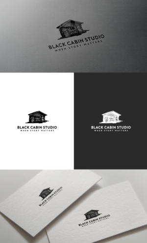 Company name:  Black Cabin Studio;  Tagline:  When story matters;  Lead off company description: Wecome inside the award-winning audio world of Black Cabin Studio.  Lauded journalists and audio pros, finding and crafting stories that build, transform and inspire your audience. | Logo Design by GLDesigns