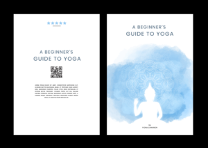 ebook covers front and back for a yoga ebook titled  A BEGINNER’S GUIDE TO YOGA | Giseño de Portada de eBook por  Artman