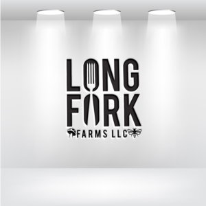 Either no text or Long Fork Farms LLC. Interested in round "long" fork graphic stabbing a mushrrom with a honey bee in the background, but also looking forward to your own creative designs | Logo Design by rainbow logos