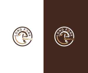 Either no text or Long Fork Farms LLC. Interested in round "long" fork graphic stabbing a mushrrom with a honey bee in the background, but also looking forward to your own creative designs | Logo Design by hjyoo