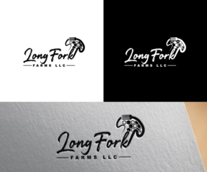 Either no text or Long Fork Farms LLC. Interested in round "long" fork graphic stabbing a mushrrom with a honey bee in the background, but also looking forward to your own creative designs | Logo Design by uitaki