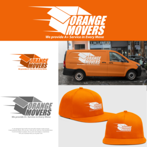 Orange Movers with Slogan " we provide A+ Service in every move" | Logo Design by Roger B.