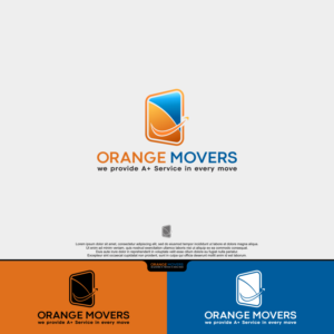Orange Movers with Slogan " we provide A+ Service in every move" | Logo Design by siti MWDesign