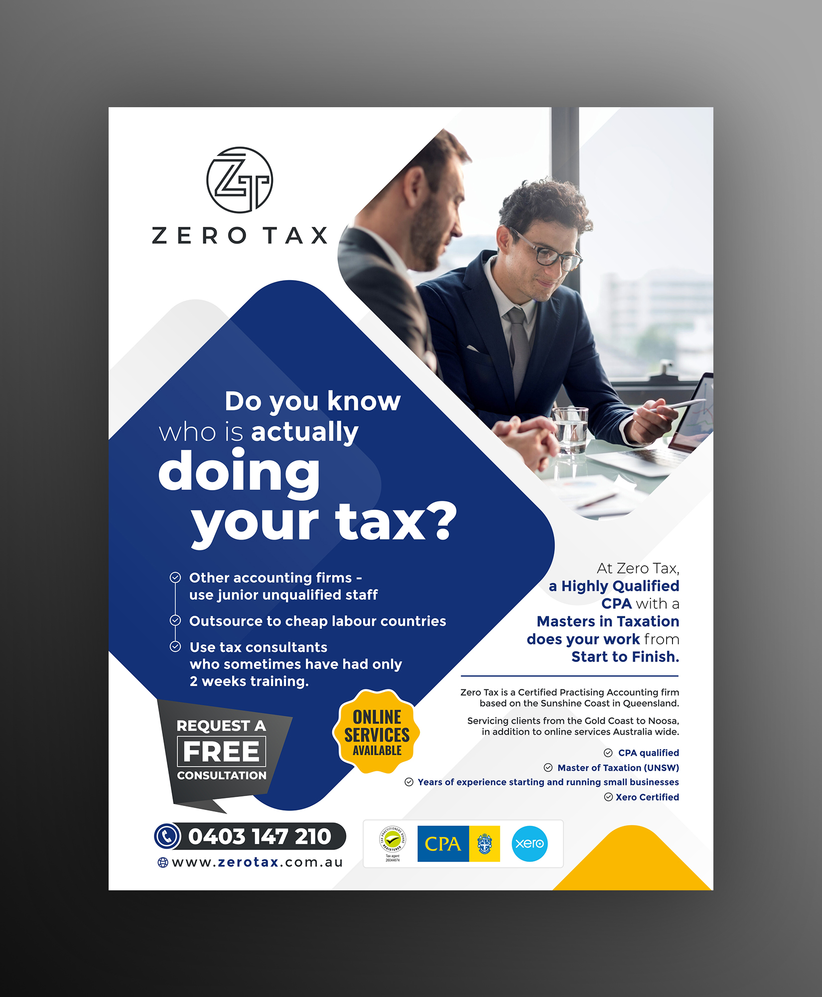 Flyer Design by ecorokerz for Zero Tax | Design #27048061